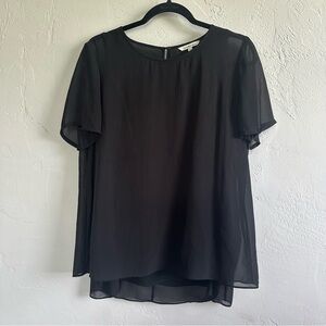 Calvin Klein Black Layered Short Sleeve Blouse Size Large